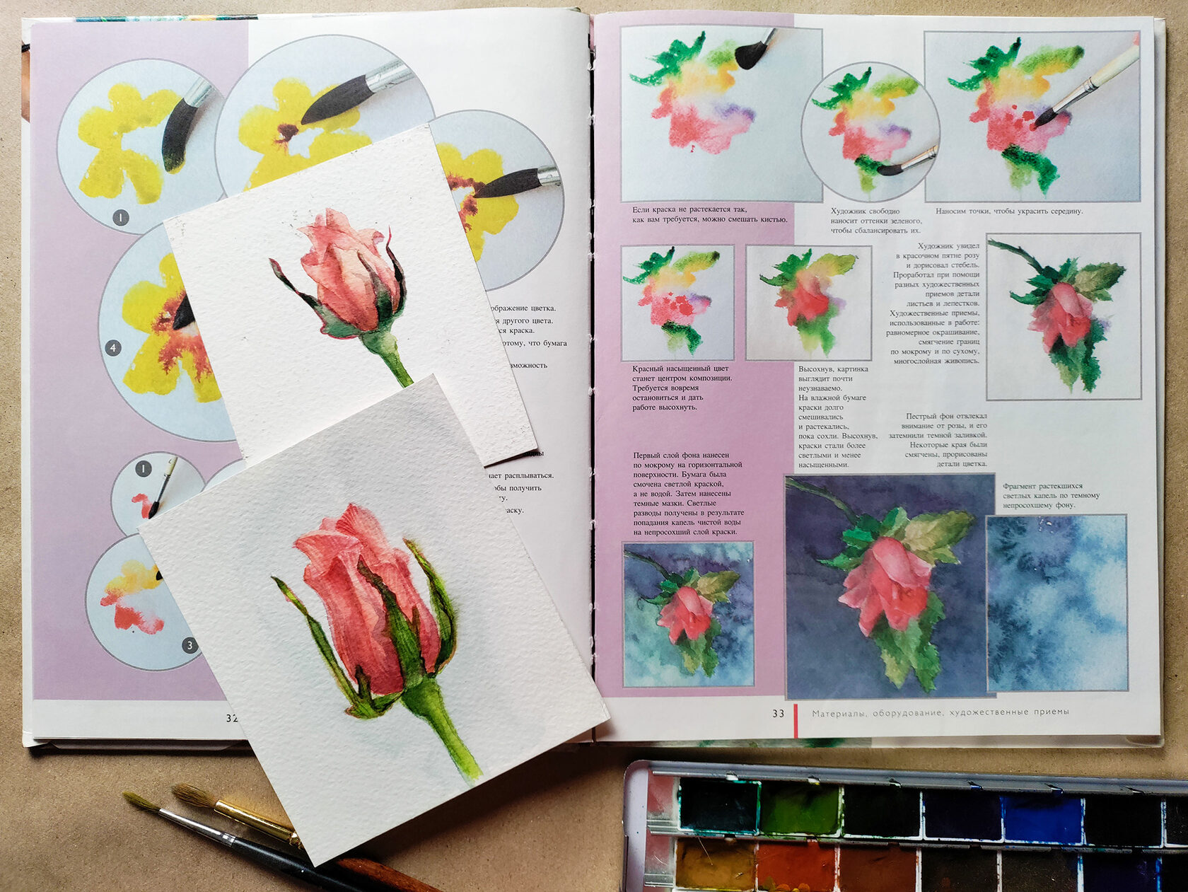 Spread with roses, and rose studies